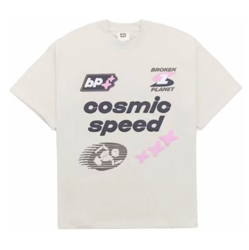 Broken Planet Cosmic Speed T-Shirt Bone White