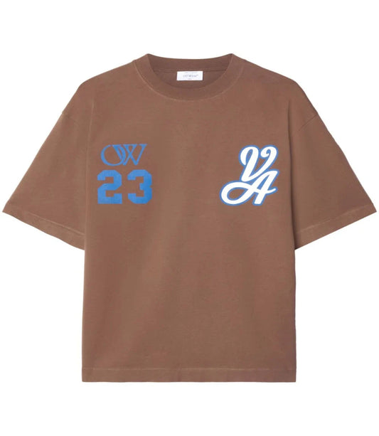Off White 23 Varsity Skate Cotton Tee Brown