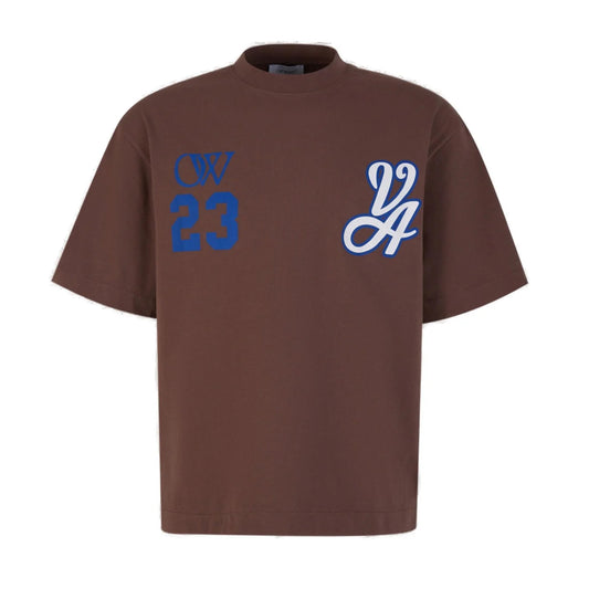 Off White 23 Varsity Skate Cotton Tee - Brown/White