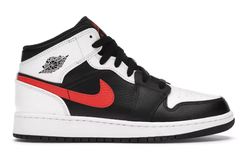 Jordan 1 Mid White Black Chile Red GS