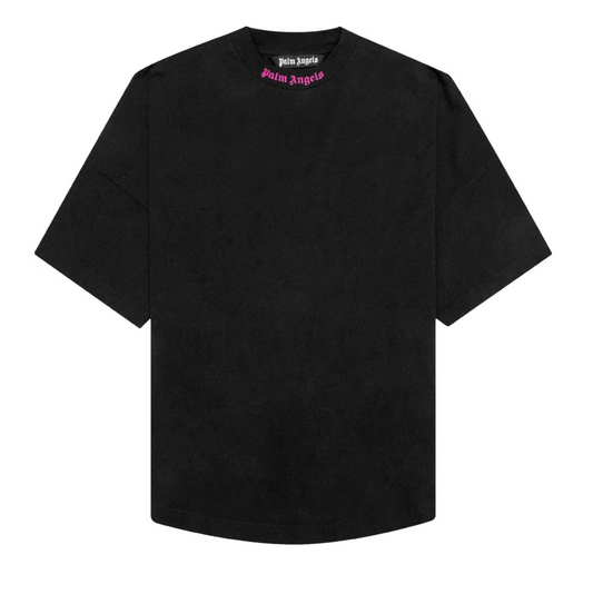 Palm Angels Doubled Logo Black Fuchsia T-Shirt