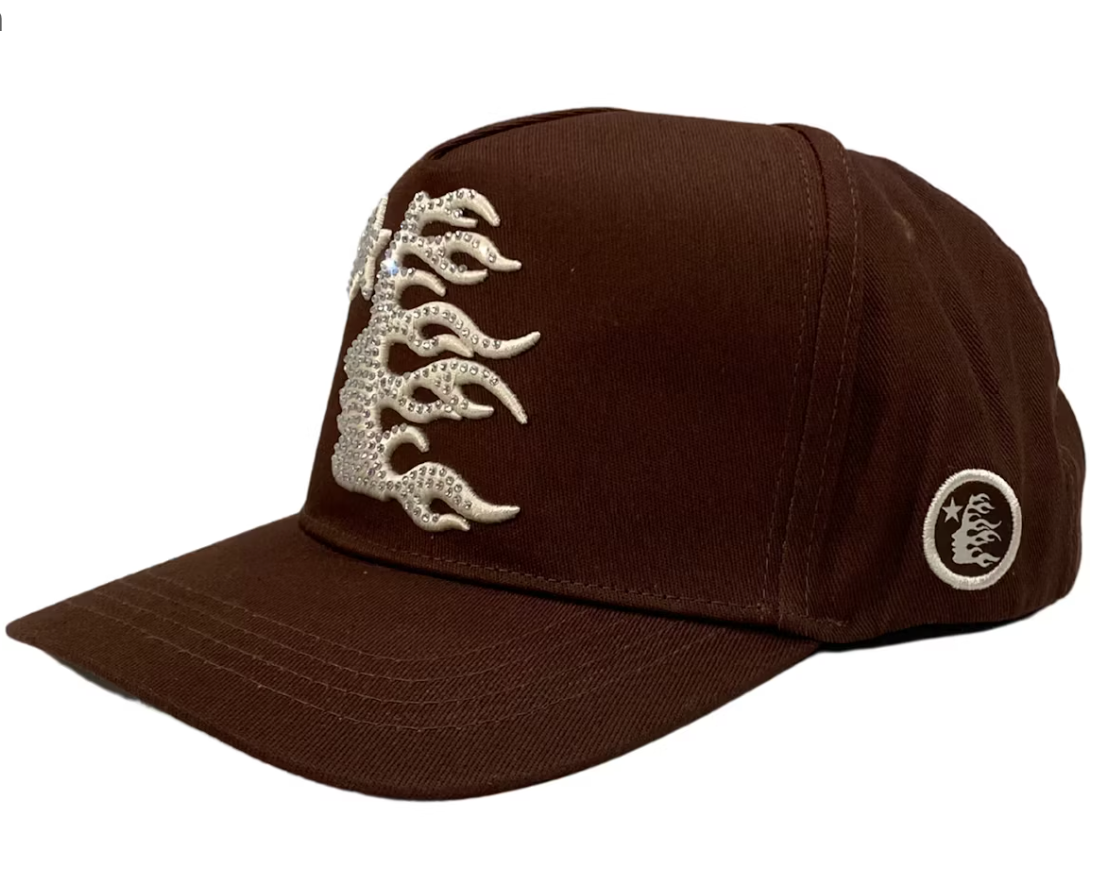 Hellstar OG Rhinestones Logo Snapback Hat Brown – Central Kicks